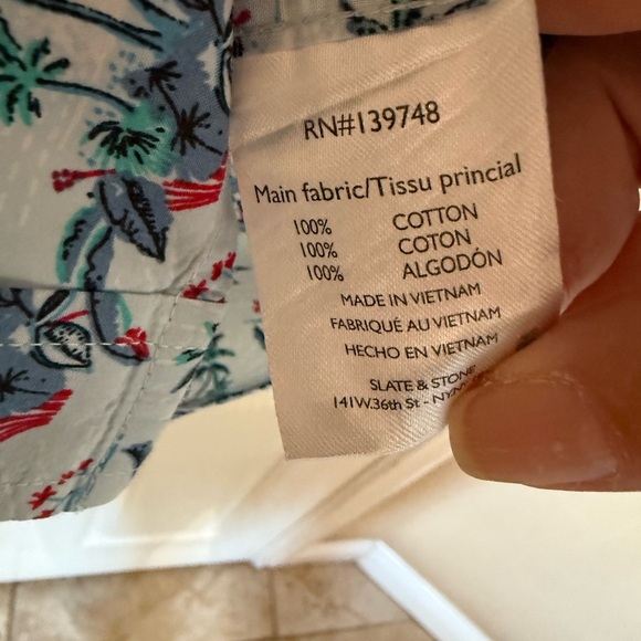 Slate & Stone Men's Blue Tropical Button Down Shirt - Picture 3 of 5